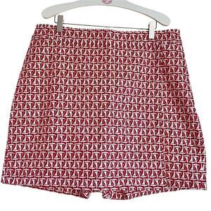Talbots Red and White Geometric Skort